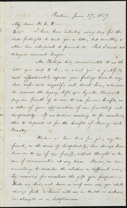 Letter from William Lloyd Garrison, Boston, [Mass.], to Henry Clarke Wright, June 27, 1859