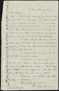 Letter from William Lloyd Garrison, Boston, [Mass.], to Henry Clarke Wright, Oct. 19, 1859