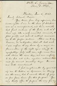 Letter from William Lloyd Garrison, Boston, [Mass.], to Samuel Joseph May, Dec. 6, 1861
