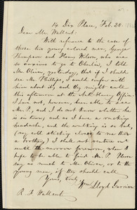 Letter from William Lloyd Garrison, 14 Dix Place, [Boston, Mass.], to Robert Folger Wallcut, Feb. 20, 1862