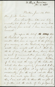 Letter from William Lloyd Garrison, Boston, [Mass.], to John Murray Forbes, Jan. 21, 1865