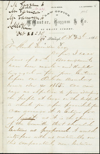 Letter from Joseph M. Gazzam, Law Office of M'Master, Gazzam & Co., 98 Grant Street, Pittsburgh, to William Lloyd Garrison, Oct. 23'd, 1865