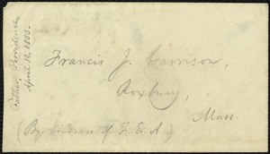Letter from William Lloyd Garrison, Providence, [R.I.], to Francis Jackson Garrison, Thursday Morning, April 12, 1866