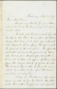 Letter from William Lloyd Garrison, Roxbury, [Mass.], to Mrs. Chace, Feb. 18, 1867
