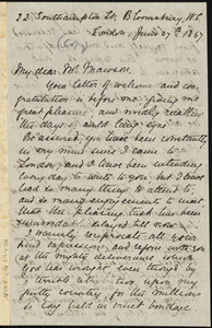 Copy of letter from William Lloyd Garrison, 22 Southampton St., Bloomsbury, W.C., London, [England], to John Mawson, June 27th, 1867