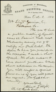 Letter from Albert J. Wright, Boston, [Mass.], to William Lloyd Garrison, Oct. 1, 1868