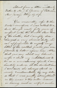 Extract of letter from William Lloyd Garrison to J. C. Benson, Febr'y 19, 1870