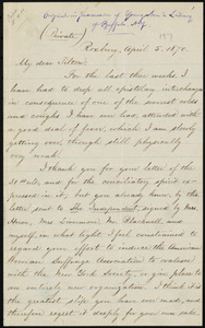 Letter from William Lloyd Garrison, Roxbury, [Mass.], to Theodore Tilton, April 5, 1870