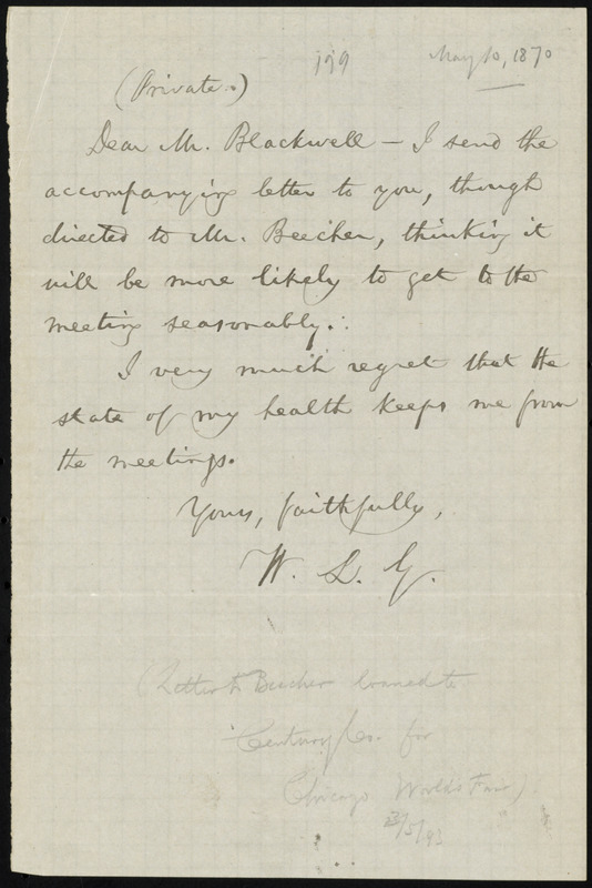 Letter From William Lloyd Garrison To Henry Browne Blackwell, May 10 