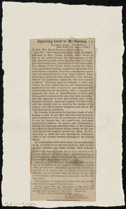 Letter from J. M. Japhet, Colored Club, "Harmony," New York City, to William Lloyd Garrison, Aug. 6, 1872