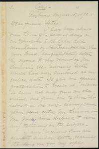 Letter from William Lloyd Garrison, Roxbury, [Mass.], to George Whittemore Stacy, August 15, 1872