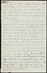 Rough draft of letter from William Lloyd Garrison, [Roxbury?, Mass.], to William James Potter, [Oct. 11, 1873]