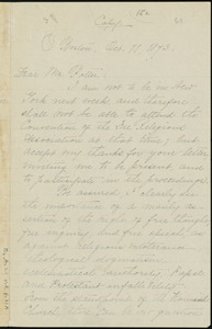 Copy of letter from William Lloyd Garrison, Boston, [Mass.], to William James Potter, Oct. 11, 1873