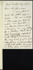 Letter from William Lloyd Garrison, Roxbury, [Mass.], to Nathaniel Topliff Allen, Dec. 8th, 1874