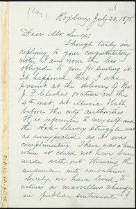 Letter from William Lloyd Garrison, Roxbury, [Mass.], to John M. Lenox, July 20, 1875