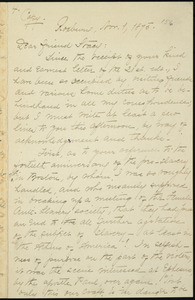 Letter from William Lloyd Garrison, Roxbury, [Mass.], to George Whittemore Stacy, Nov. 1, 1875
