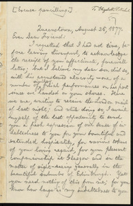 Letter from William Lloyd Garrison, Queenstown, [Ireland], to Elizabeth Pease Nichol, August 26, 1877