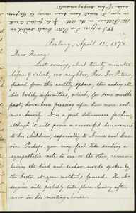 Letter from William Lloyd Garrison, Roxbury, [Mass.], to Fanny Garrison Villard, April 12, 1878