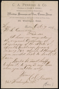 Letter from C. C. Nason, 361 Washington St., Boston, [Mass.], to William Lloyd Garrison, Oct. 7, 1878