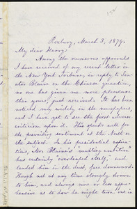 Letter from William Lloyd Garrison, Roxbury, [Mass.], to Henry Villard, March 3, 1879