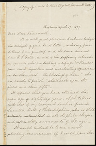 Letter from William Lloyd Garrison, Roxbury, [Mass.], to Elizabeth Farnsworth, April 19, 1879