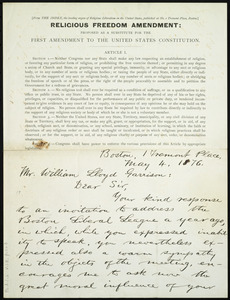 Letter from Francis Ellingwood Abbot, 1 Tremont Place, Boston, [Mass.], to William Lloyd Garrison, May 4, 1876