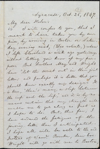 Letter from William Lloyd Garrison, Syracuse, [NY], to Helen Eliza Garrison, Oct. 26, 1847