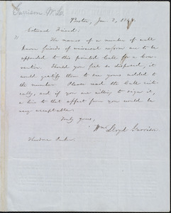 Letter from William Lloyd Garrison, Boston, [Mass.], to Theodore Parker, Jan. 3, 1848