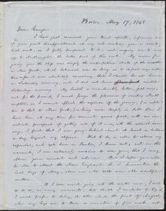 Letter from William Lloyd Garrison, Boston, [Mass.], to George William Benson, May 17, 1848