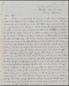 Letter from William Lloyd Garrison, Boston, Northampton, [Mass.], to Helen Eliza Garrison, July 23, 1848, Sunday Afternoon