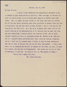 Copy of letter from William Lloyd Garrison, Boston, [Mass.], to Joseph Ricketson, Jan. 2, 1849