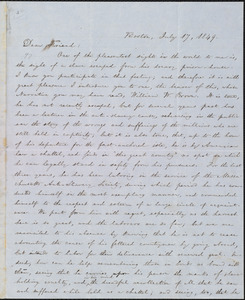 Letter from William Lloyd Garrison, Boston, [Mass.], to Elizabeth Pease Nichol, July 17, 1849