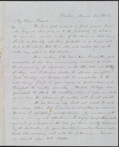 Letter from William Lloyd Garrison, Boston, [Mass.], to Samuel Joseph May, March 23, 1852
