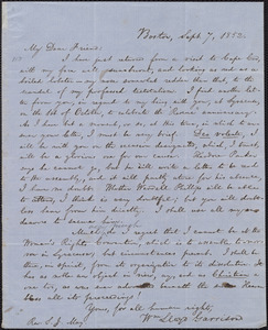 Letter from William Lloyd Garrison, Boston, [Mass.], to Samuel Joseph May, Sept. 7, 1852