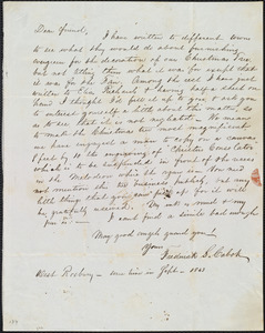 Letter from Frederick Samuel Cabot, West Roxbury, [Mass.], to Emma Forbes Weston, Sept. 1843