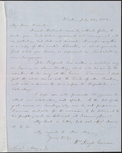 Letter from William Lloyd Garrison, Boston, [Mass.], to Samuel May, July 22, 1852