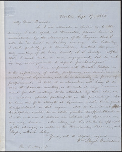 Letter from William Lloyd Garrison, Boston, [Mass.], to Samuel May, Sept. 17, 1853