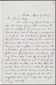 Letter from William Lloyd Garrison, Boston, [Mass.], to Samuel May, April 17, 1867