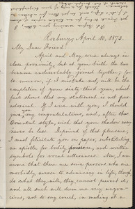 Letter from William Lloyd Garrison, Roxbury, [Mass.], to Samuel May, April 10, 1873