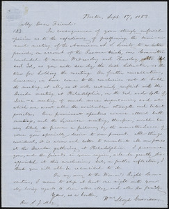 Letter from William Lloyd Garrison, Boston, [Mass.], to Samuel Joseph May, Sept. 17, 1853