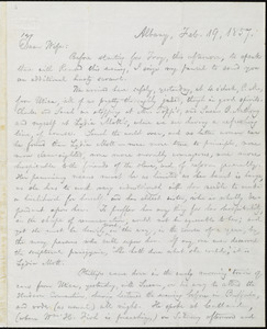 Letter from William Lloyd Garrison, Albany, [NY], to Helen Eliza Garrison, Feb. 19, 1857