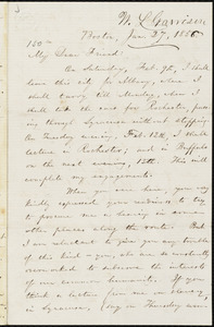 Letter from William Lloyd Garrison, Boston, [Mass.], to Samuel Joseph May, Jan. 27, 1856