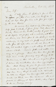 Letter from William Lloyd Garrison, Rochester, [N.Y.], to Helen Eliza Garrison, Oct. 22, 1858