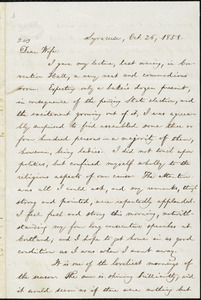 Letter from William Lloyd Garrison, Syracuse, [N.Y.], to Helen Eliza Garrison, Oct. 26, 1858