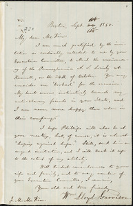 Letter from William Lloyd Garrison, Boston, [Mass.], to James Miller M'Kim, Sept. 1st, 1860