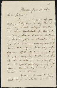 Letter from William Lloyd Garrison, Boston, [Mass.], to Oliver Johnson, Jan. 11, 1862