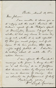 Letter from William Lloyd Garrison, Boston, [Mass.], to Oliver Johnson, March 18, 1862