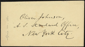 Letter from William Lloyd Garrison, Boston, [Mass.], to Oliver Johnson, April 24, 1862