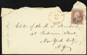 Letter from William Lloyd Garrison, Boston, [Mass.], to Oliver Johnson, Sept. 21, 1862