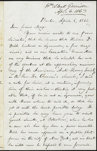 Letter from William Lloyd Garrison, Boston, [Mass.], to Samuel Joseph May, April 6, 1863